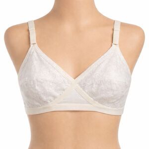 Vtg Y2K Playtex Cross Your Heart Bra 952 White Lace Wireless Soft Cup Sz US 38B
